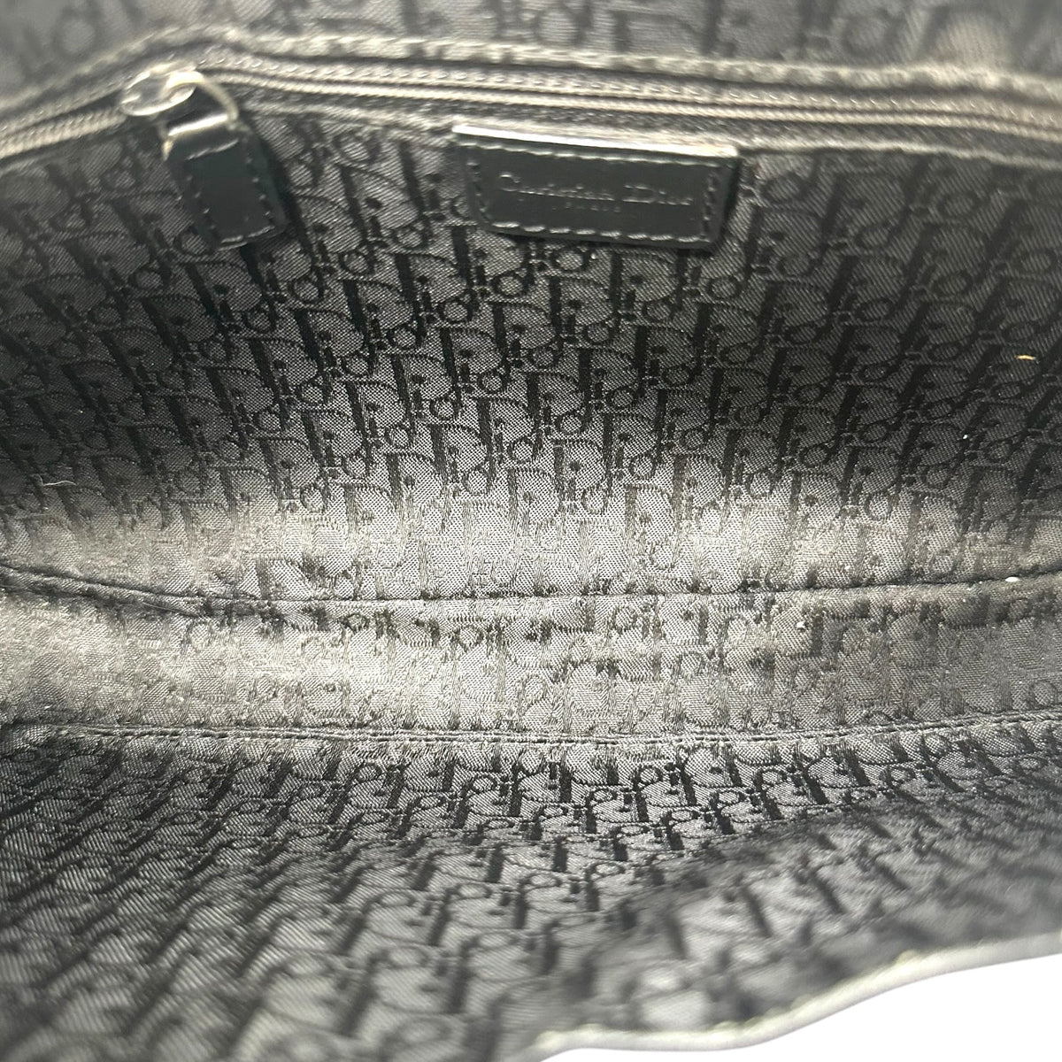 Christian Dior Black Leather Shoulder Bag with Silver Hardware