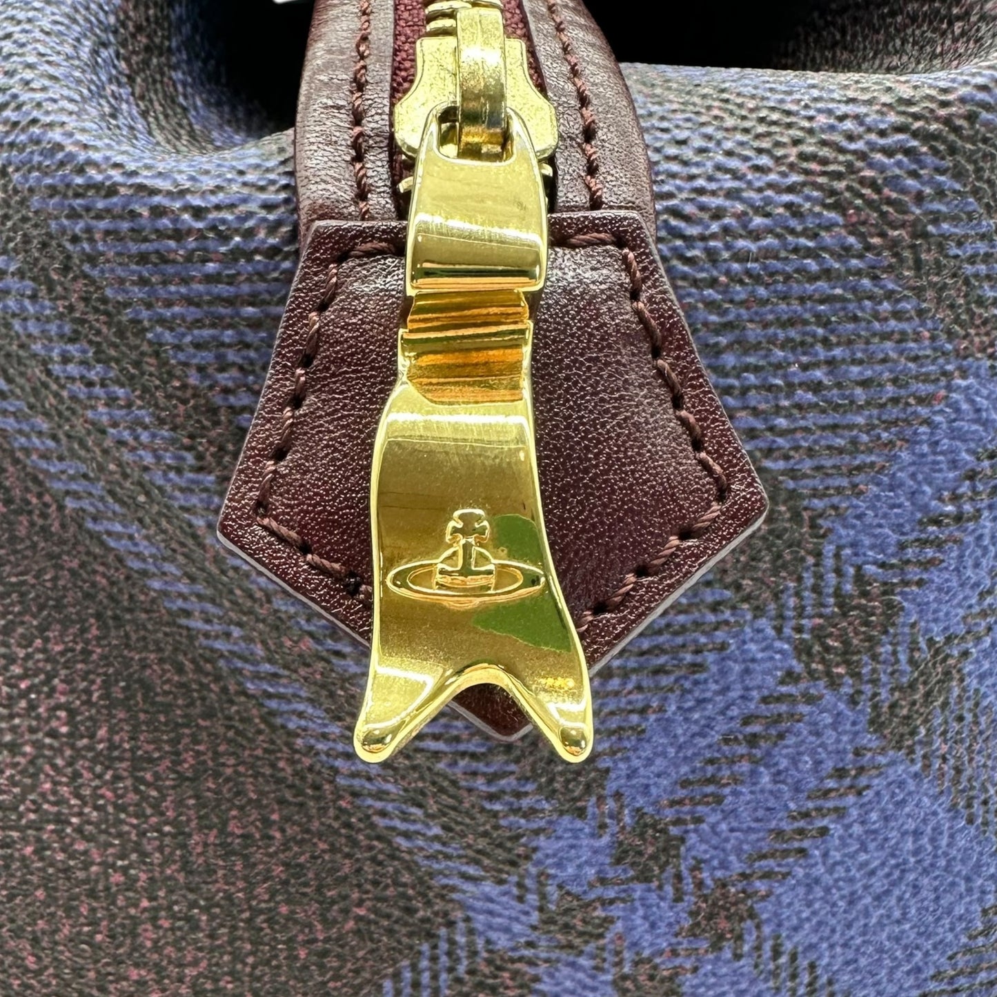 Vivienne Westwoon Burgundy & Blue Plaid Bowler Bag - Outfit Repeater