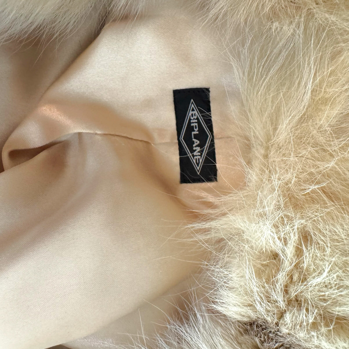 Vintage Biplane Cropped Ivory Fox Fur Coat