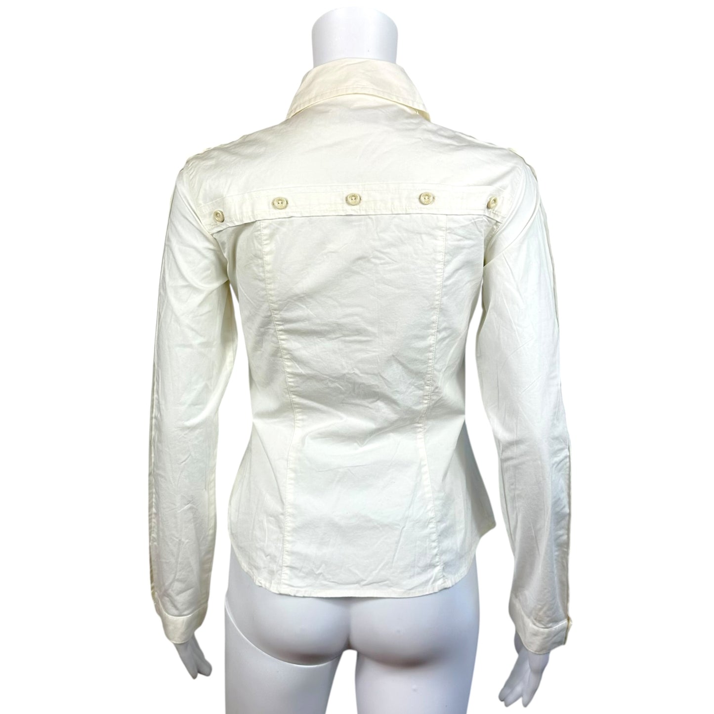 Moschino Jeans White Button Down Sleeve Blouse