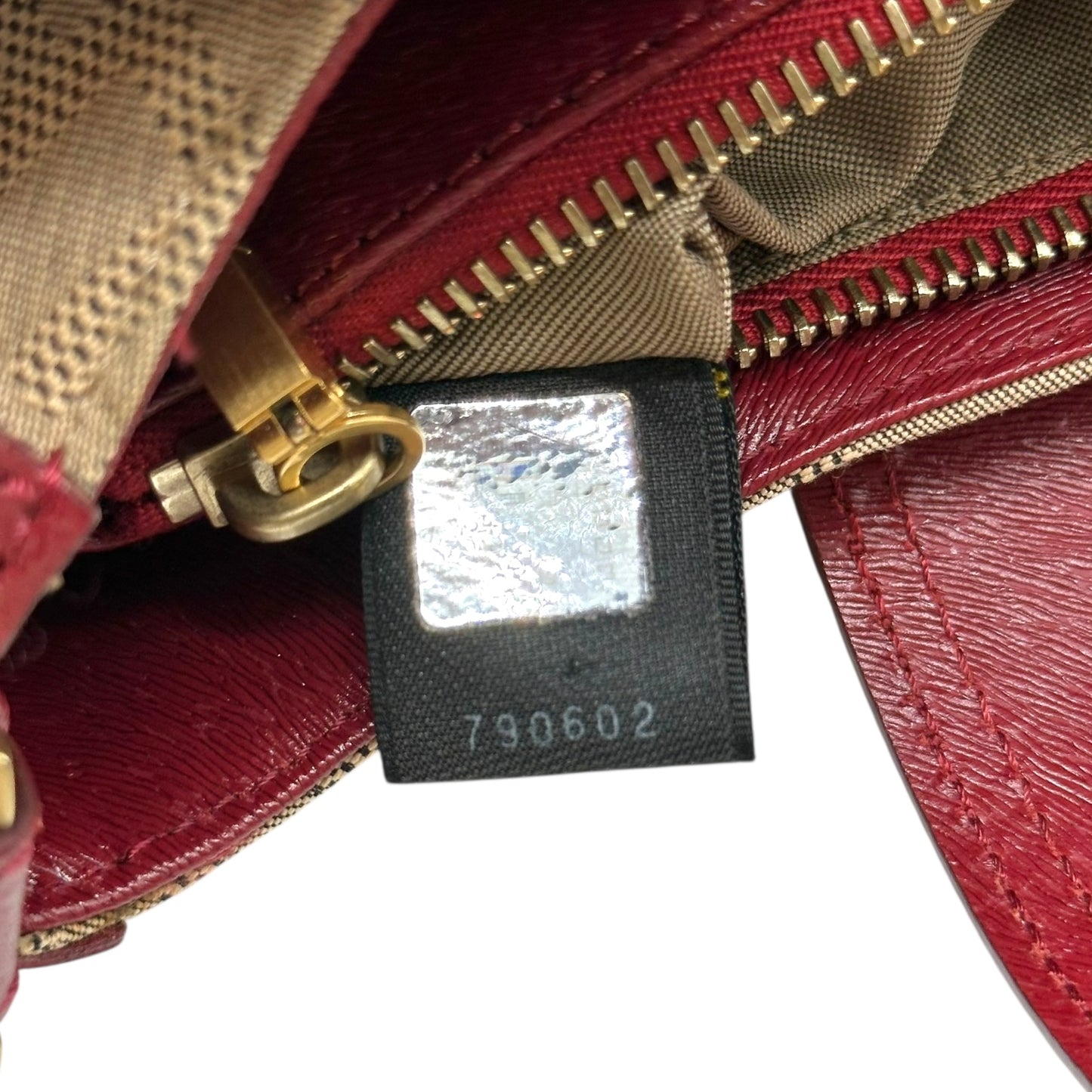 Fendi Tan & Burgundy Zucca Studded Shoulder Bag