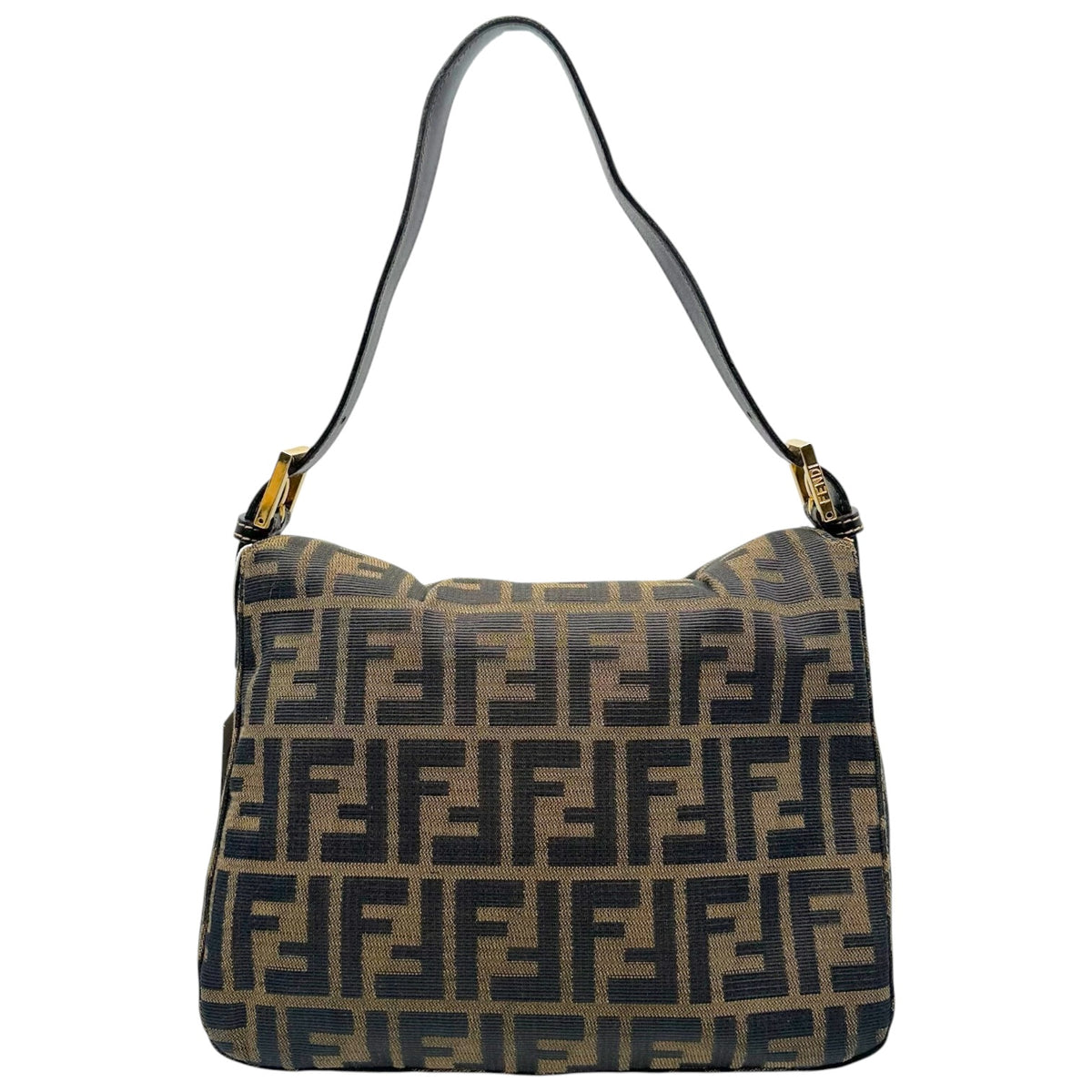 Fendi Brown Zucca Monogram Fold-Over Baguette Bag