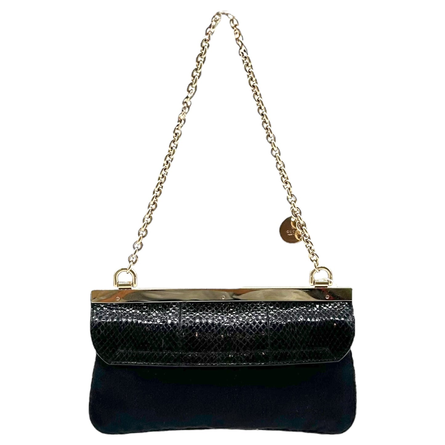 Gucci Black Python & Crystal Logo Mini Bag