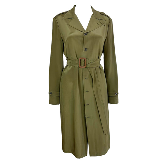 Ralph Lauren Silk Trench Coat Khaki Green S