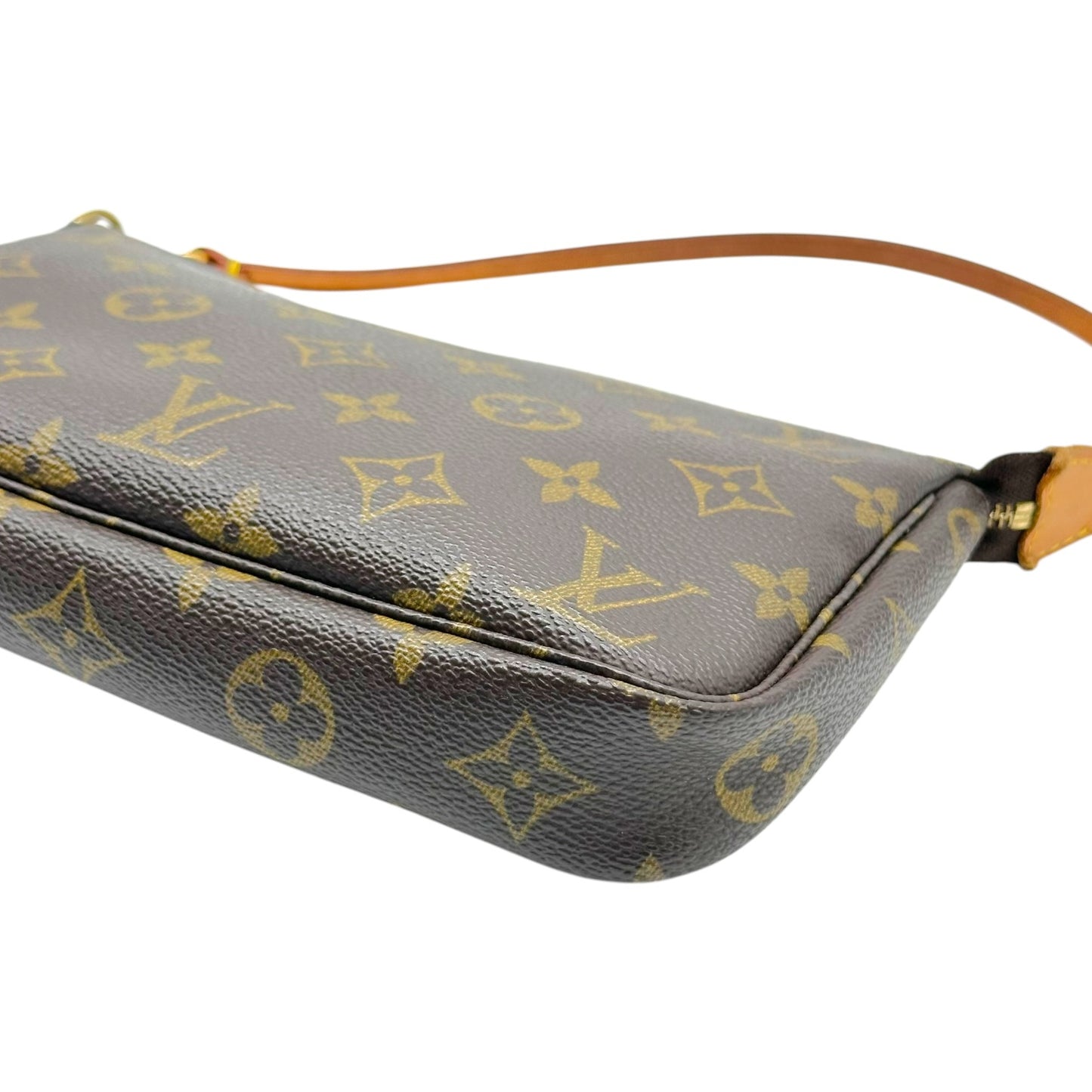 Louis Vuitton Monogram Pochette Bag Brown Coated Canvas