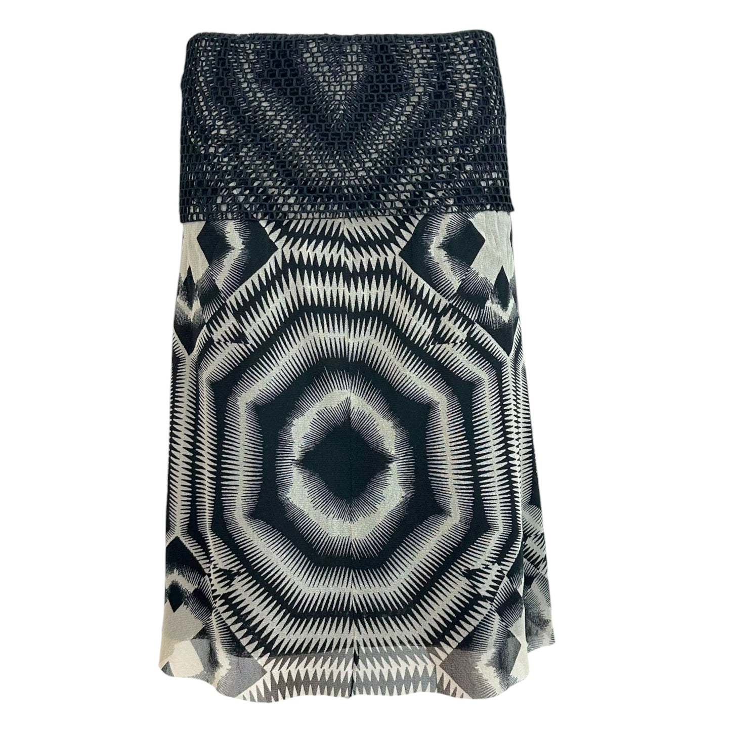 Jean Paul Gaultier Soleil Black & White Geometric Print Mesh Midi Skirt