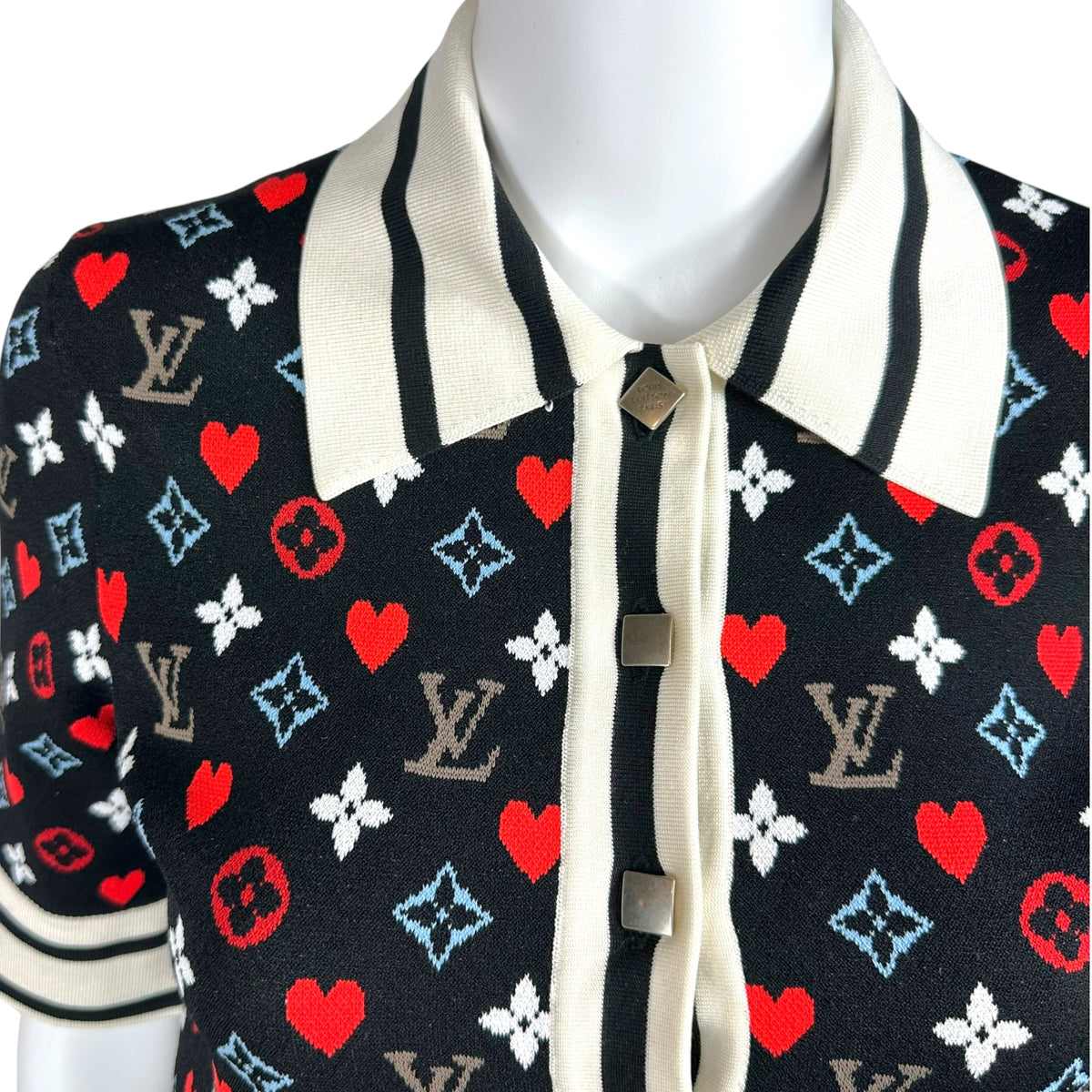 Louis Vuitton Mini Dress Navy Heart Knit Monogram