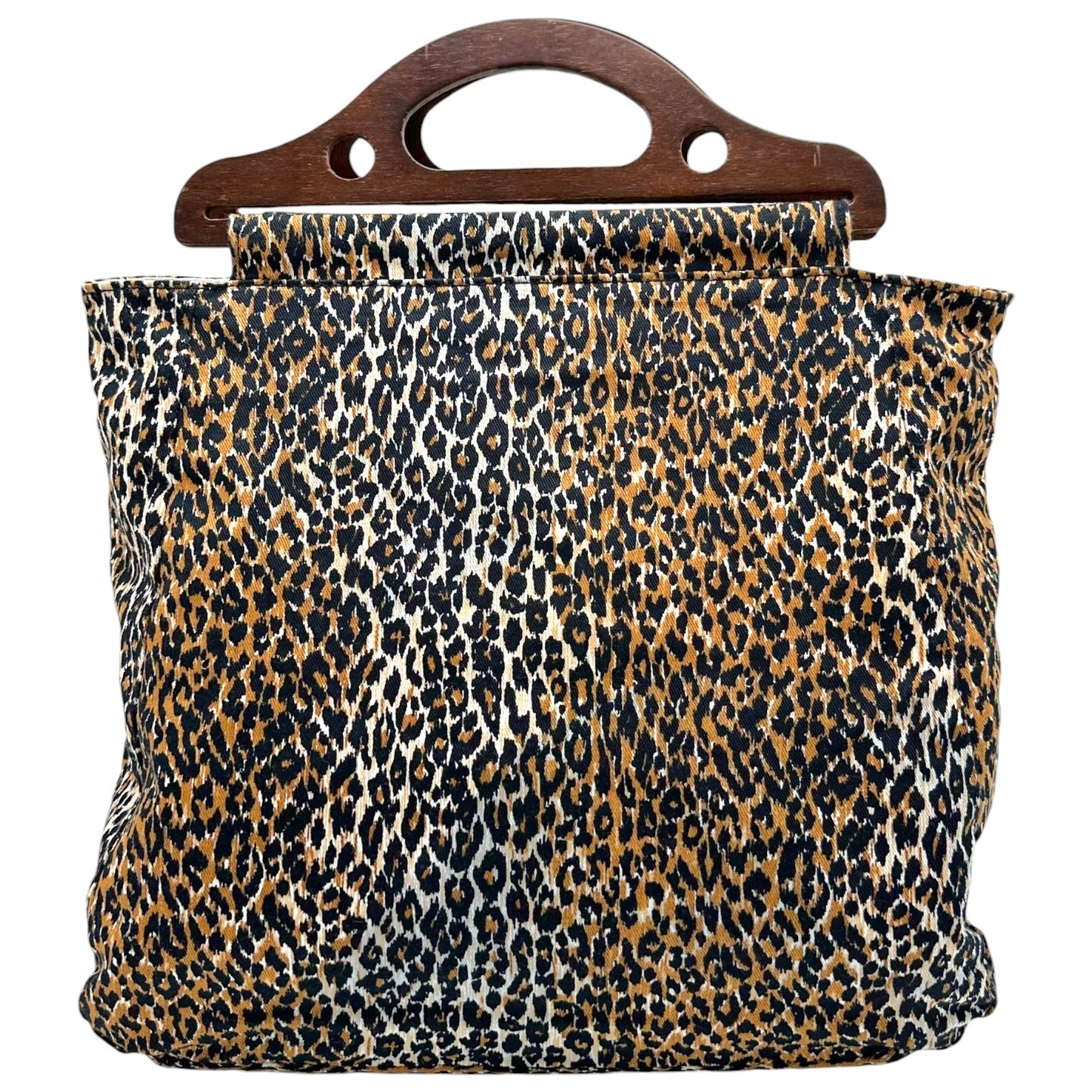 Dolce & Gabbana Leopard Print Tote Bag with Wooden Handles