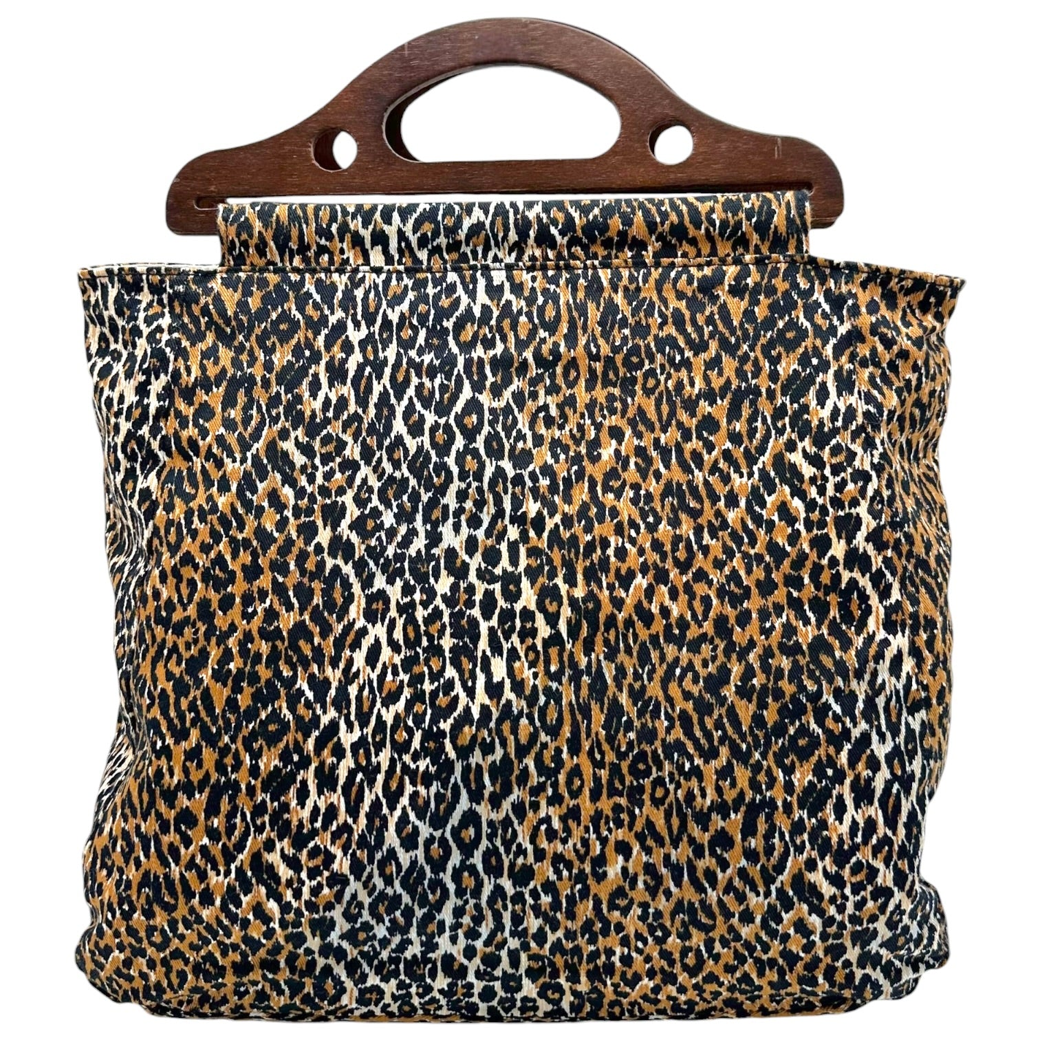 Dolce & Gabbana Leopard Print Tote Bag with Wooden Handles