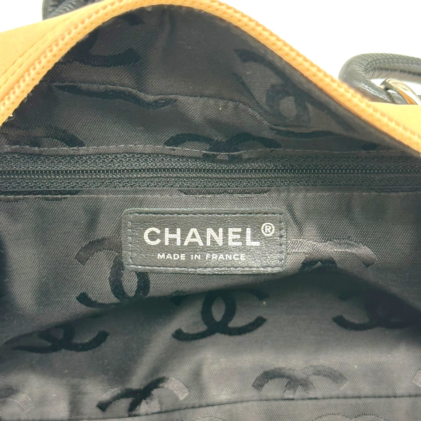 Chanel Bowler Bag Beige Black Matelasse Leather