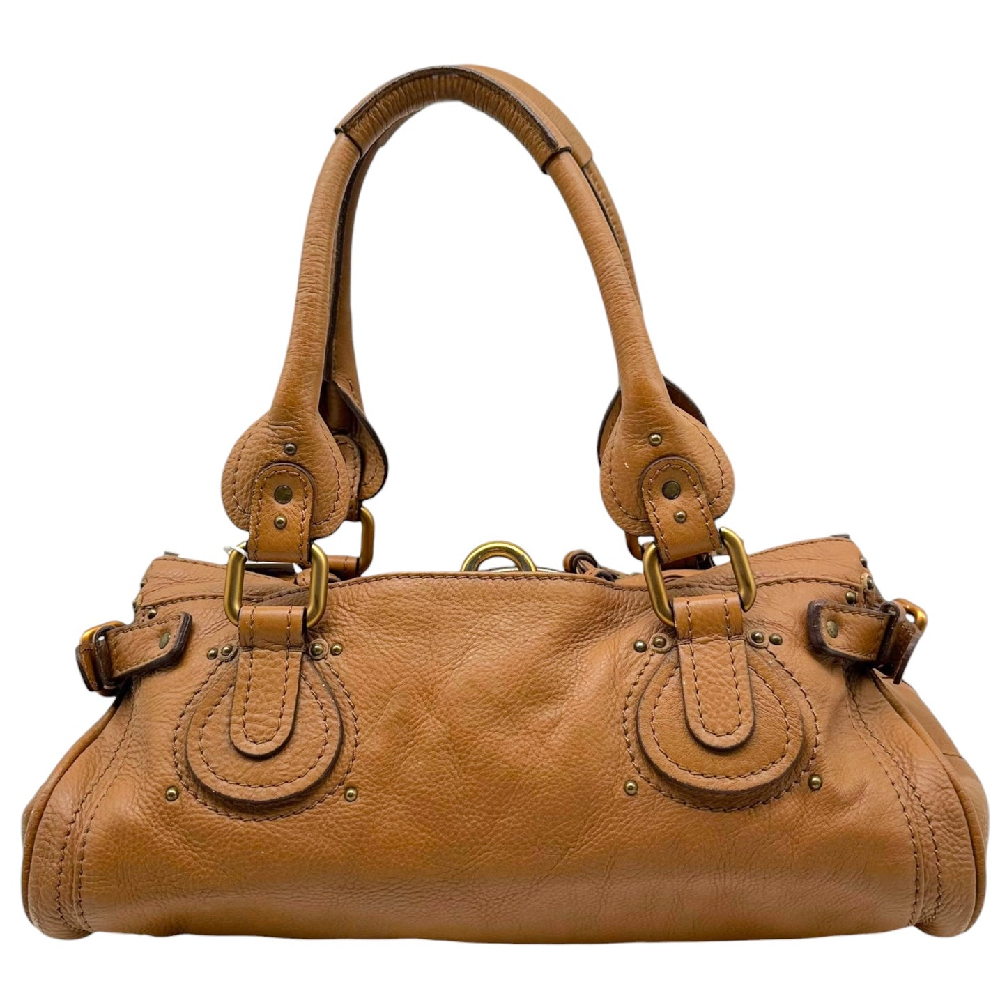 Chloé Brown Leather Shoulder Bag with Padlock Detail