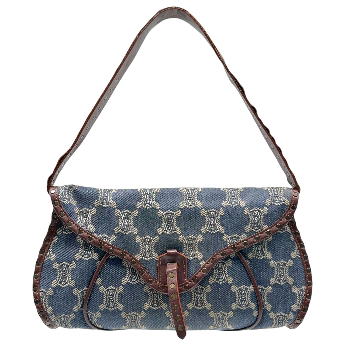 Celine Denim Triomphe Monogram Poulbot Bag