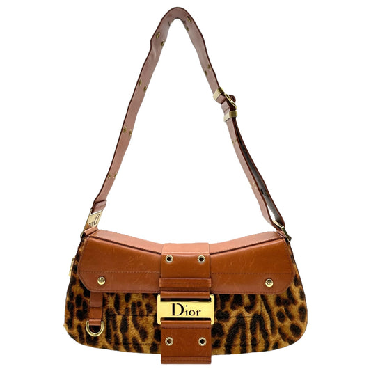 Christian Dior Leopard Print Ponyhair Columbus Bag