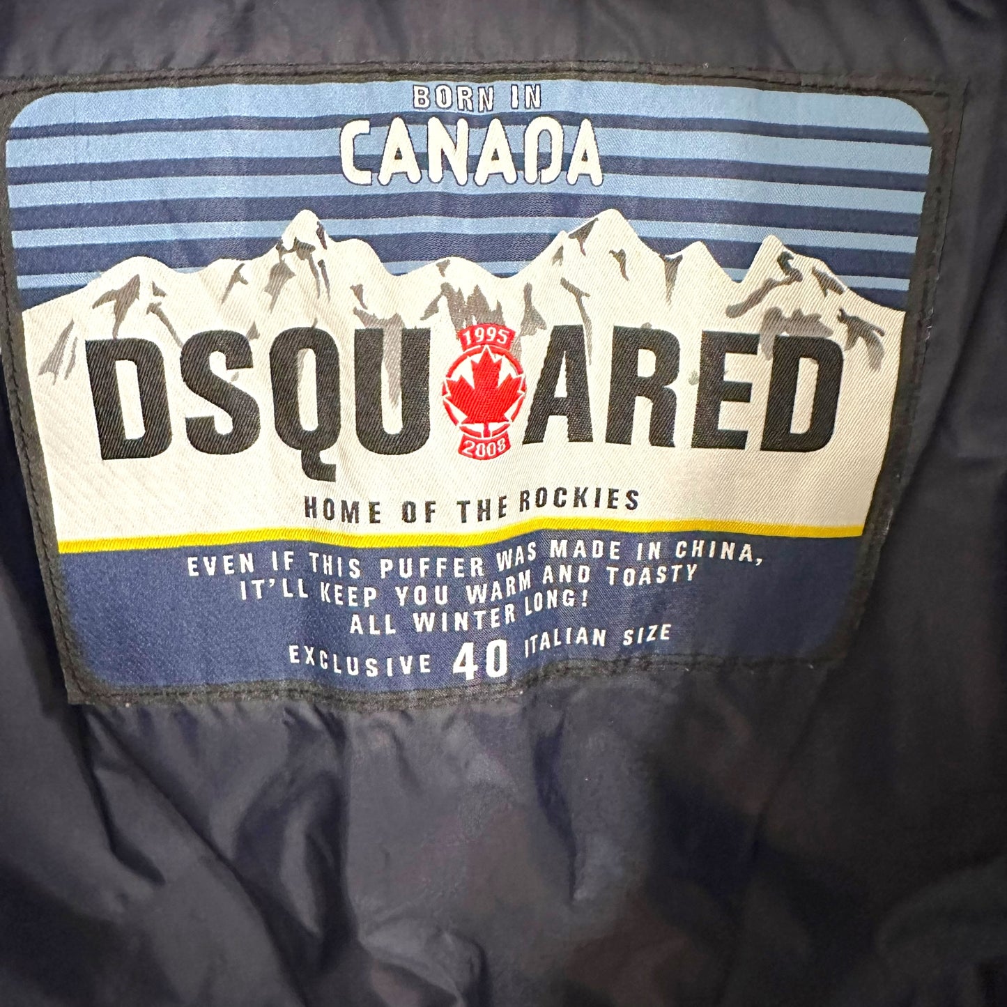 Dsquared2 Navy Blue Logo Patch Down Fill Bomber Puffer - Outfit Repeater