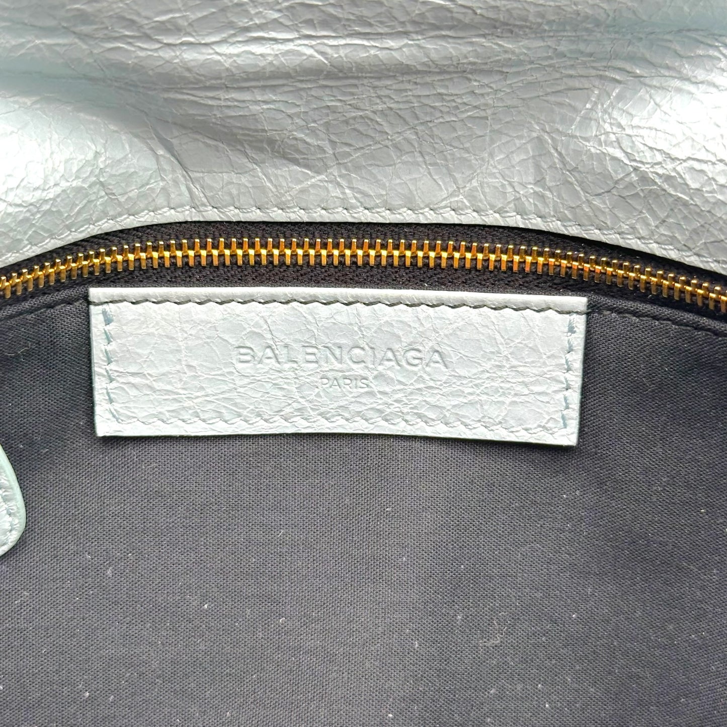 Balenciaga City Clutch Bag Light Blue Gold Hardware