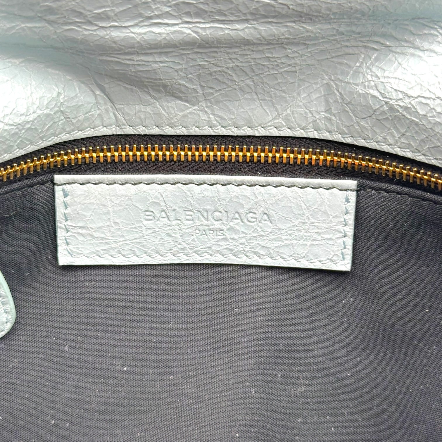 Balenciaga City Clutch Bag Light Blue Gold Hardware