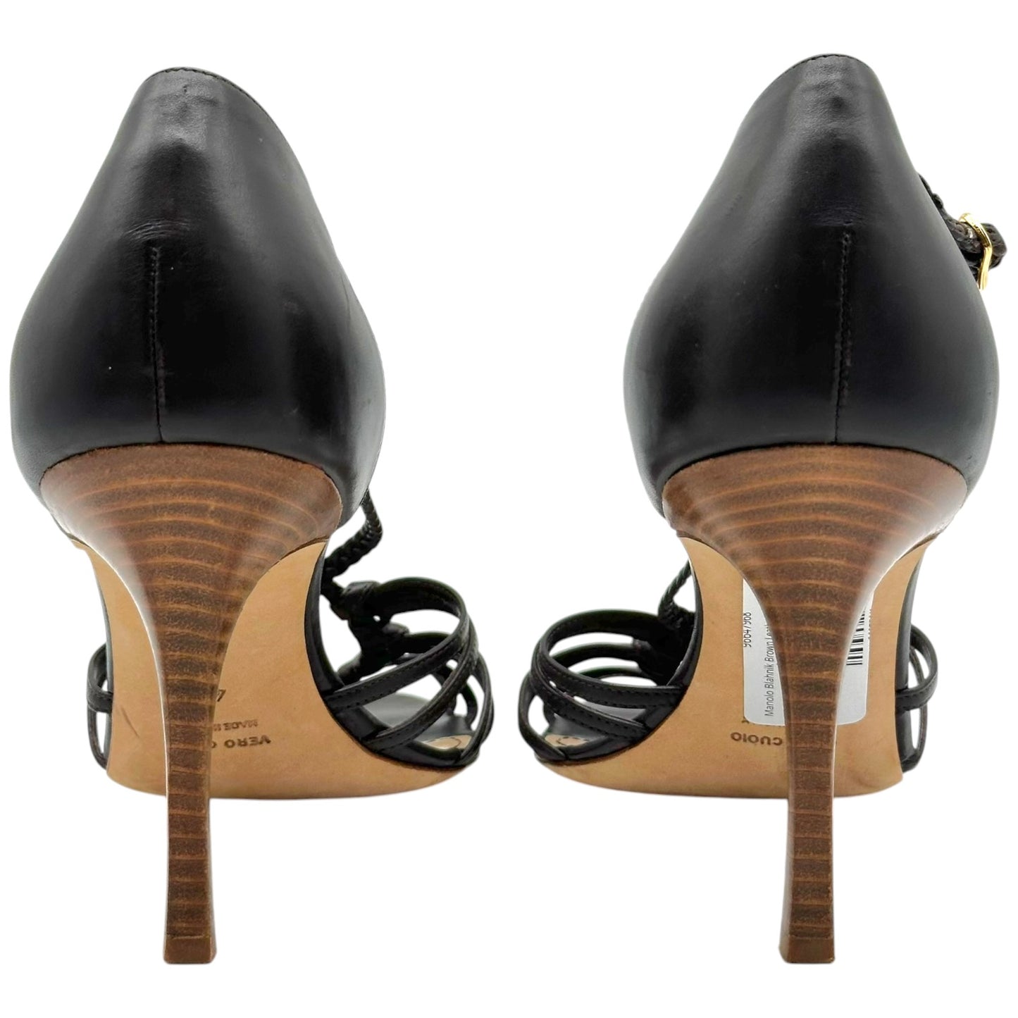 Manolo Blahnik Brown Leather Strappy Sandal Heels