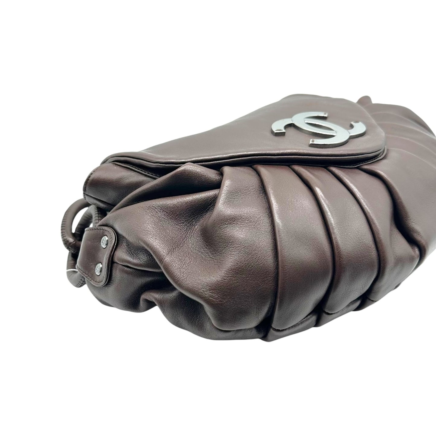 Chanel Chocolate Brown Leather Chain Link Hobo Bag NEW