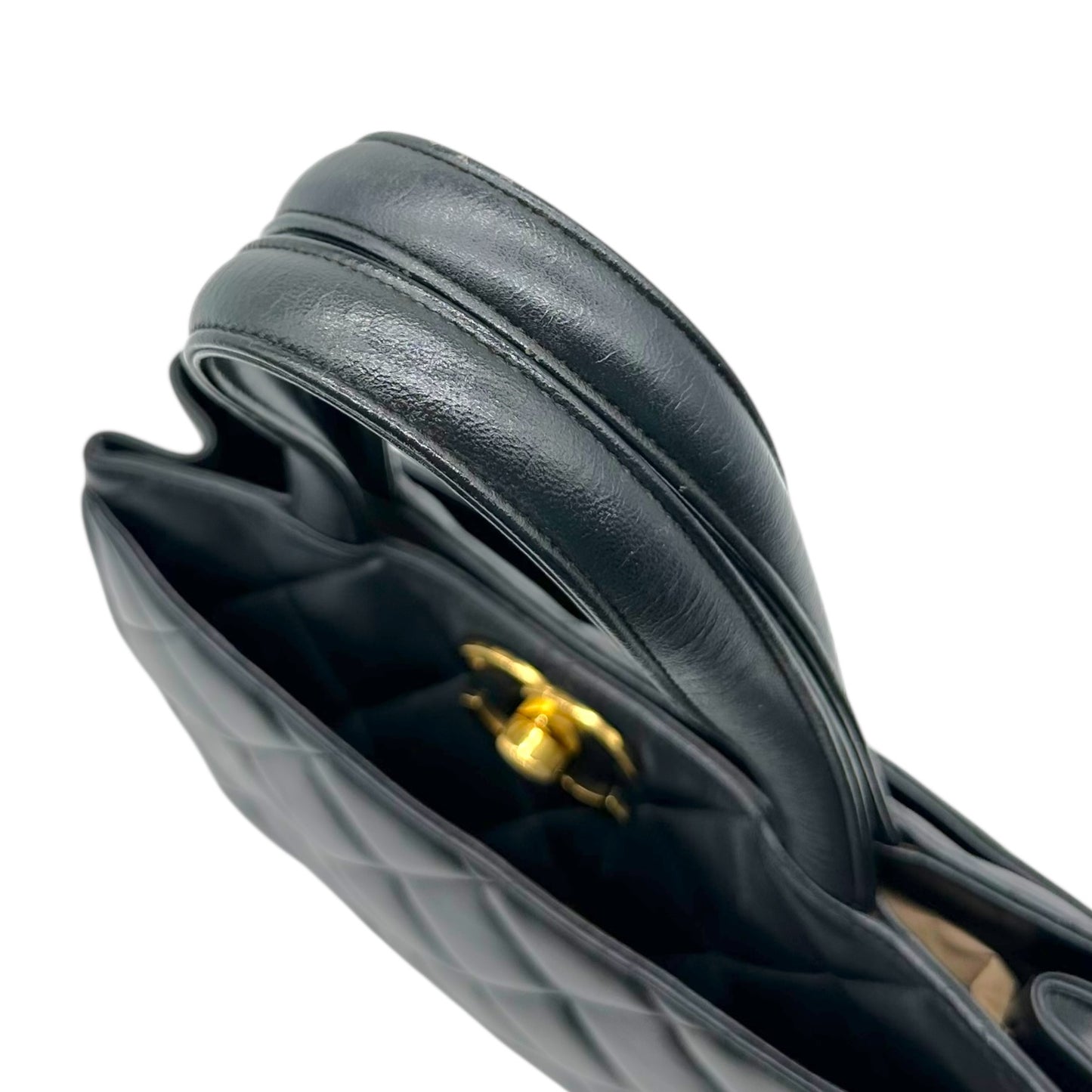 Chanel Black Matelasse Lambskin Handbag with Gold CC Clasp