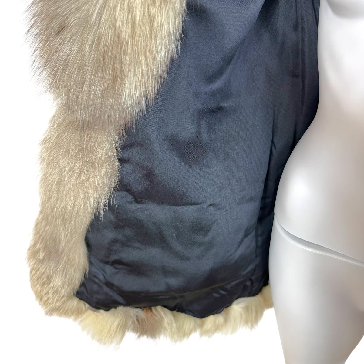 Saga Fox Silver Fox Fur Coat with Wide Collar