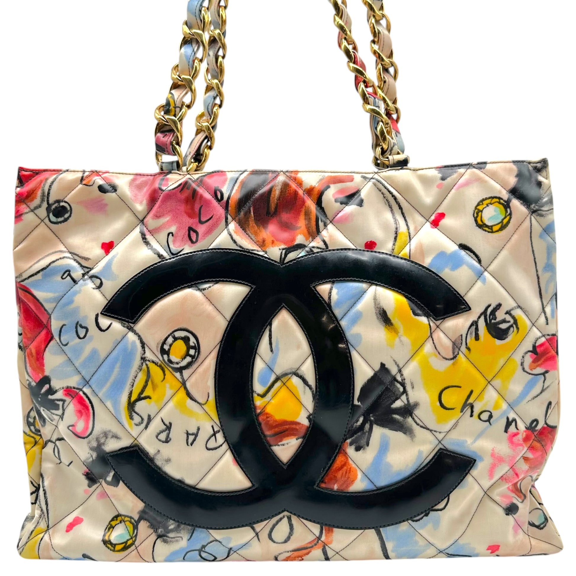 Chanel Multicolor Coated Canvas Tote Bag with CC Logo