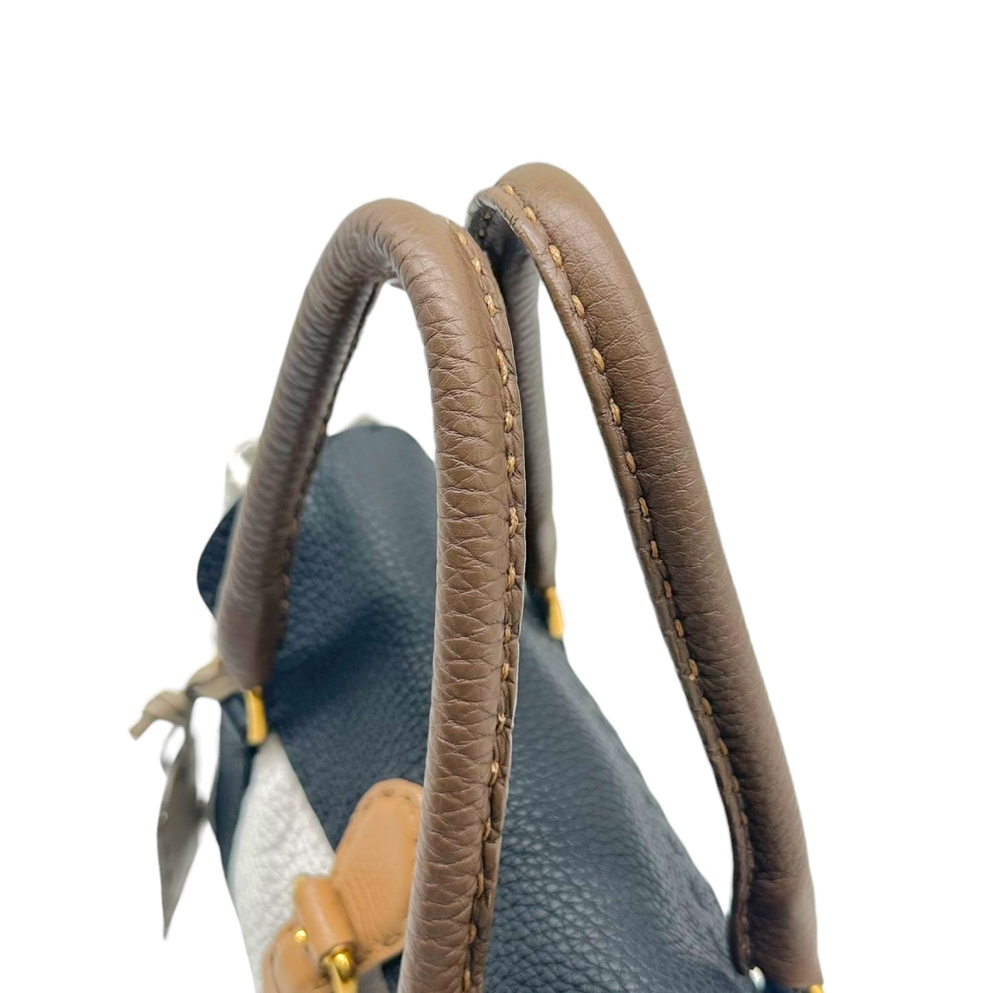 Fendi Selleria Mini Handbag White Black Tan Leather