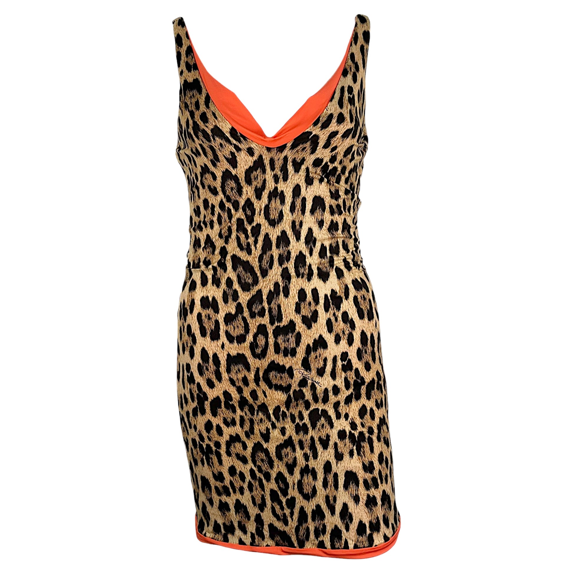 Roberto Cavalli Reversible Leopard Coral Mini Dress