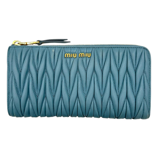 Miu Miu Blue Quilted Matelasse Leather Long Wallet - Outfit Repeater