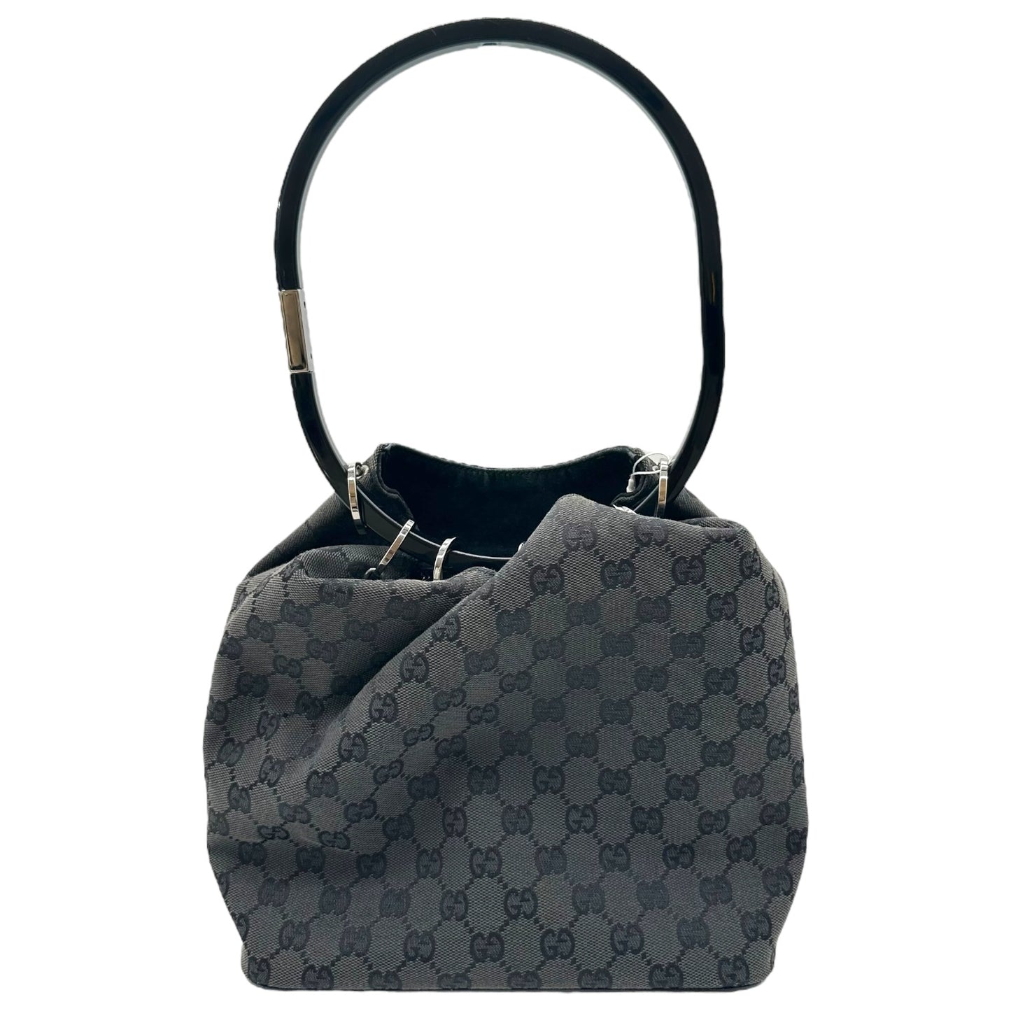 Gucci by Tom Ford Black Monogram Ring Bucket Bag