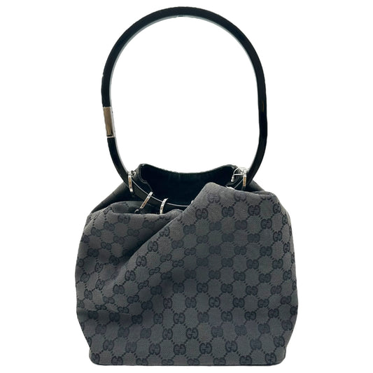 Gucci by Tom Ford Black Monogram Ring Bucket Bag