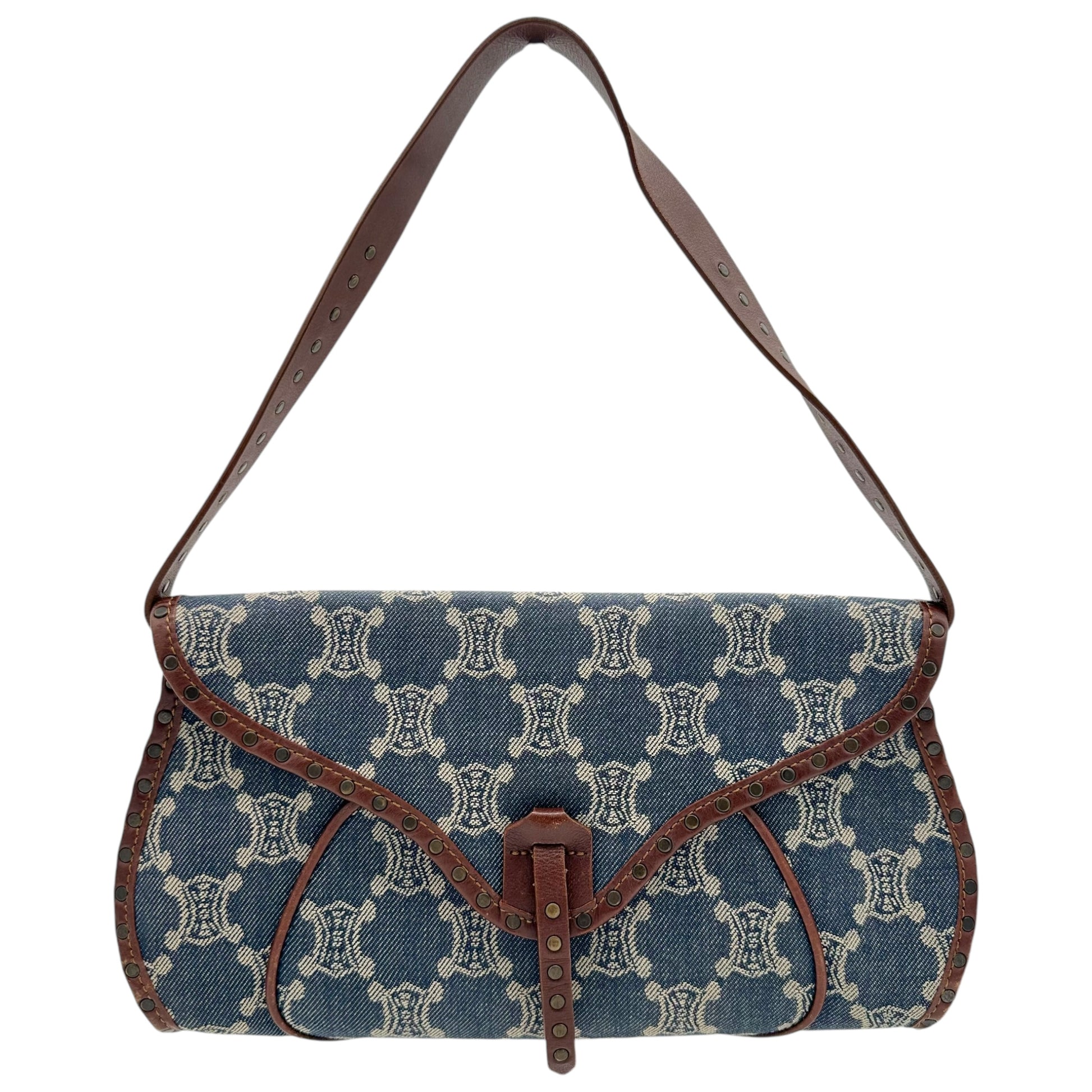 Celine Blue Denim Triomphe Monogram Poulbot Bag - Outfit Repeater
