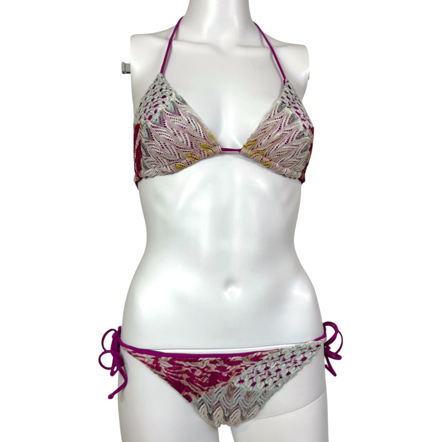Missoni Mare Multicolor Knit Bikini Set Purple Size M