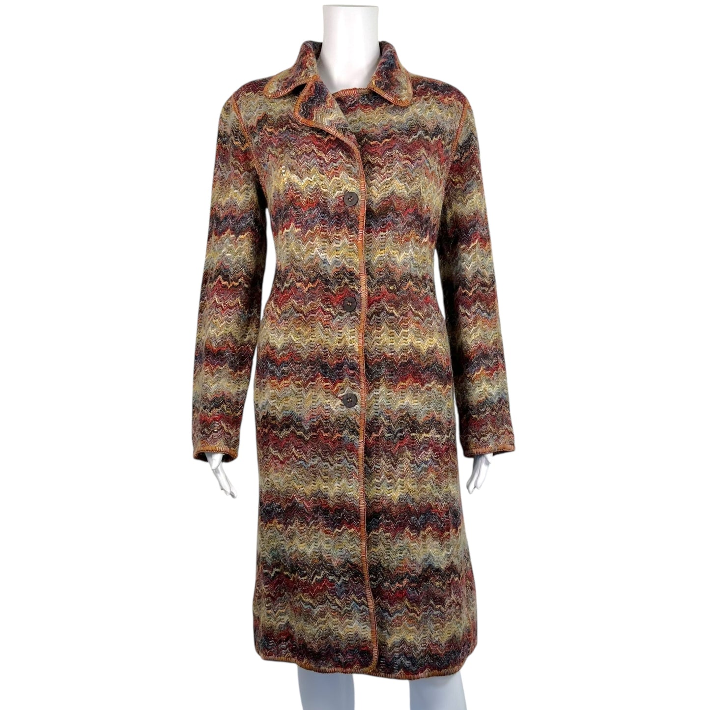 Missoni Multicolor Wool Mohair Chevron Knit Coat