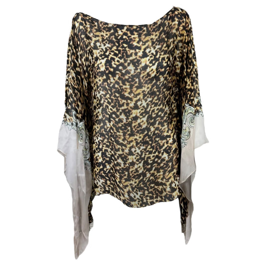 Roberto Cavalli Tortoise Print Sheer Silk Poncho
