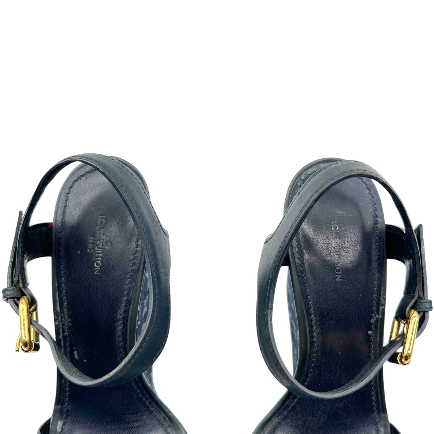 Louis Vuitton Denim Monogram Platform Wedge Sandals