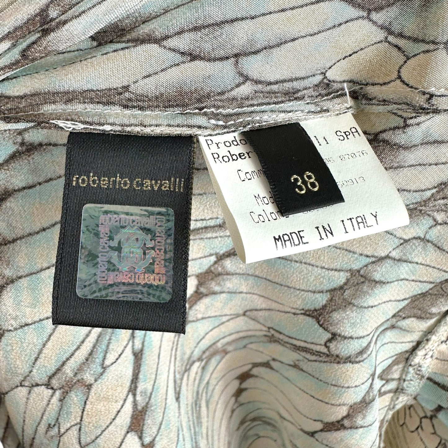Roberto Cavalli Silk Midi Skirt Blue Brown Feather Print