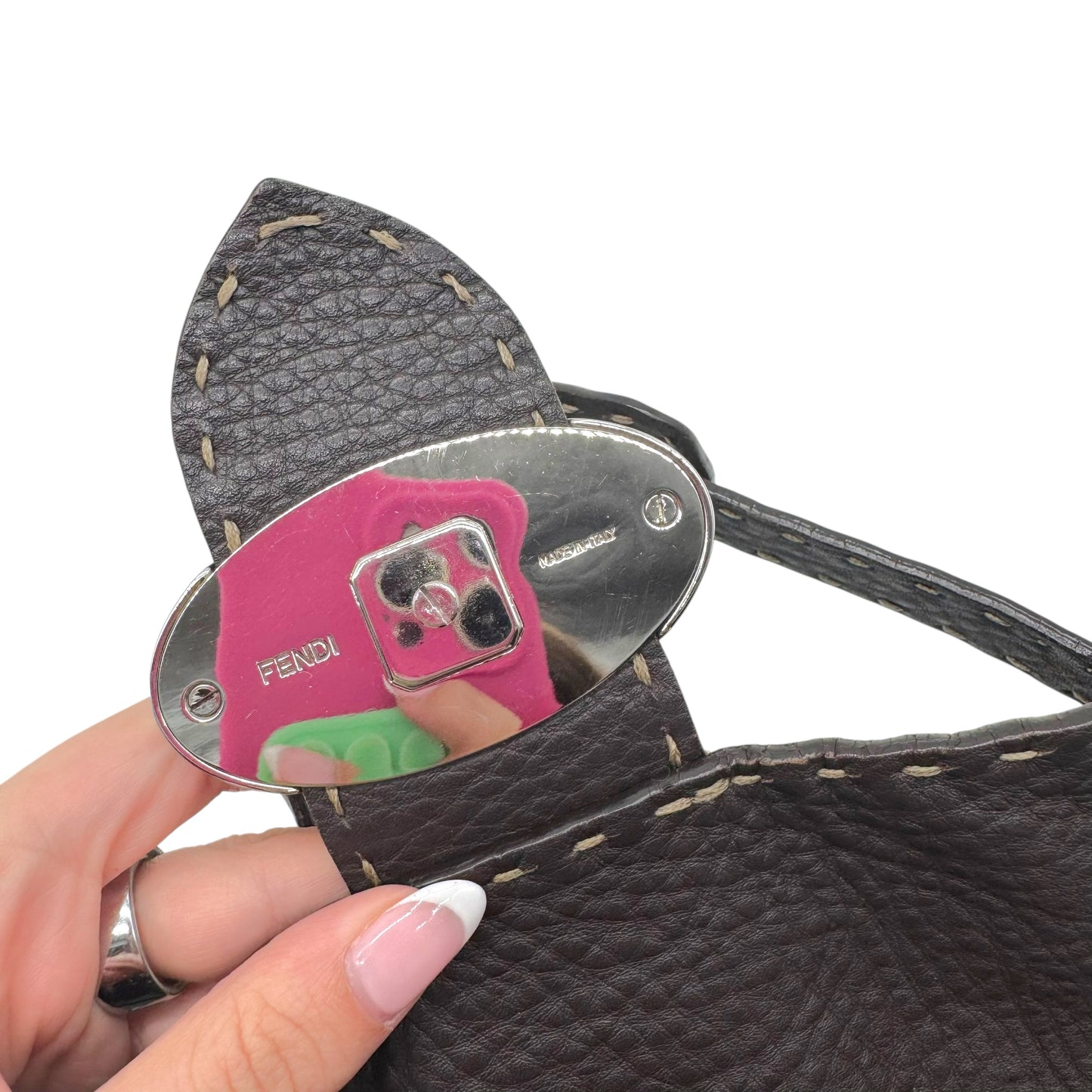 Fendi Selleria Black Leather Shoulder Bag