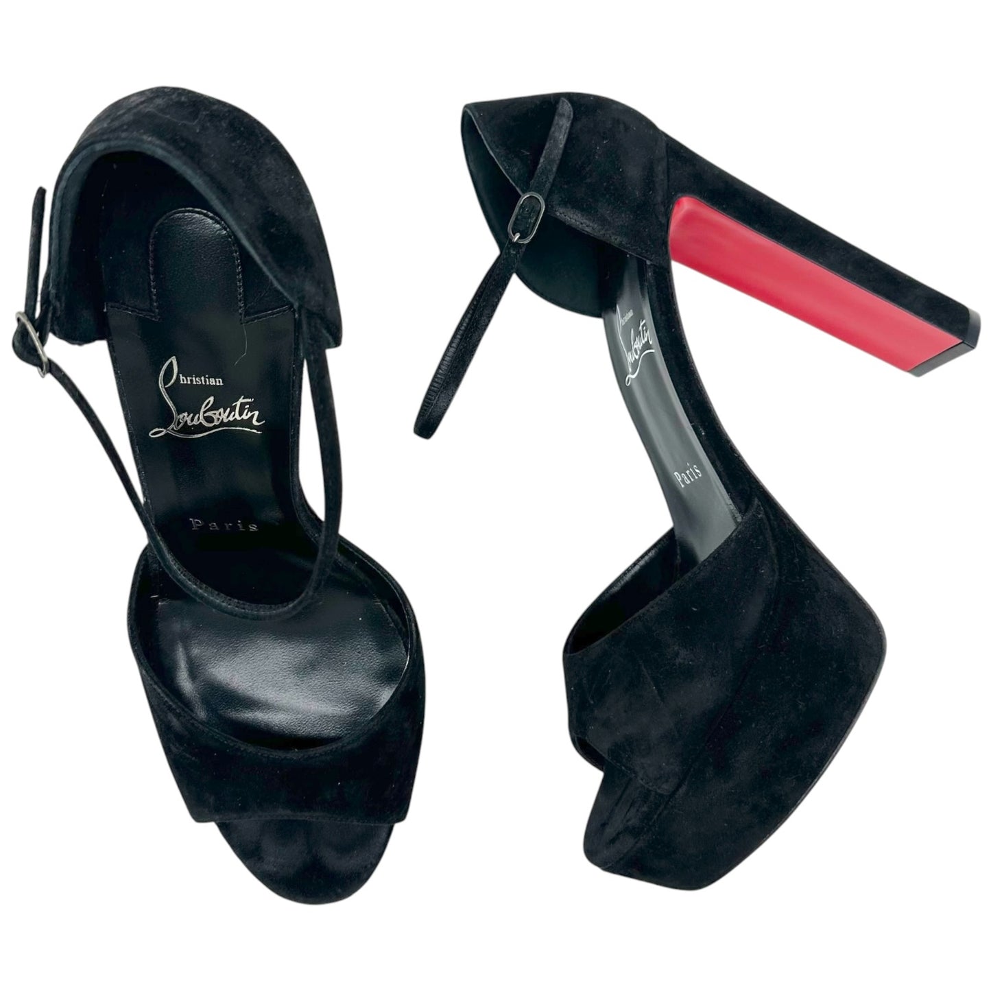 Christian Louboutin Black Suede Platform Sandal Heels