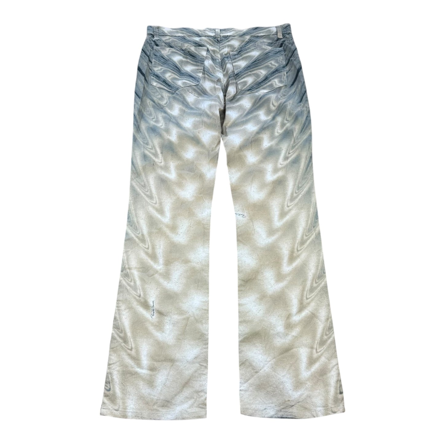 Roberto Cavalli Early 90's Metallic Wave Printed Jeans