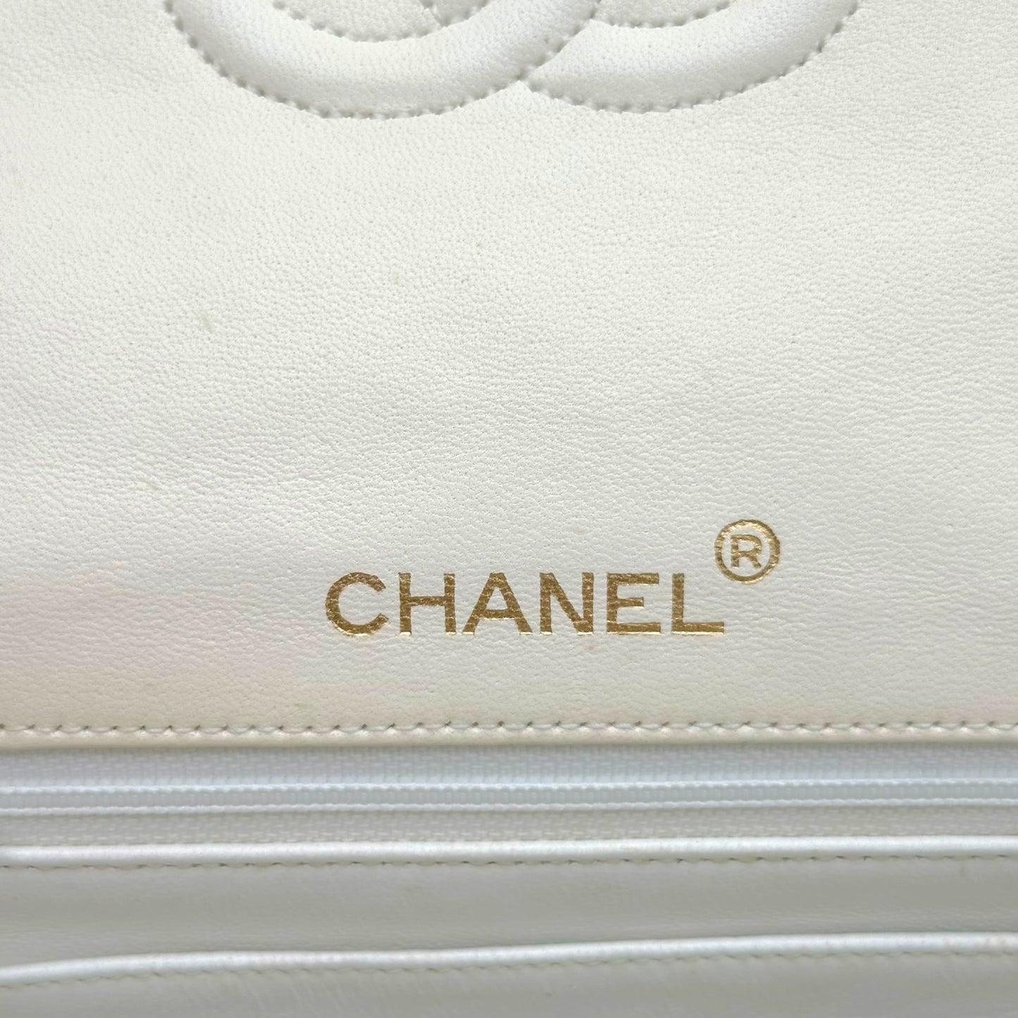 Chanel White Matelasse Lambskin & Gold Small Classic Flap Bag 1986-88