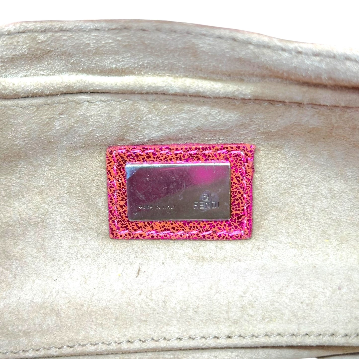 Fendi Metallic Hot Pink Suede Small Chef Shoulder Bag RARE