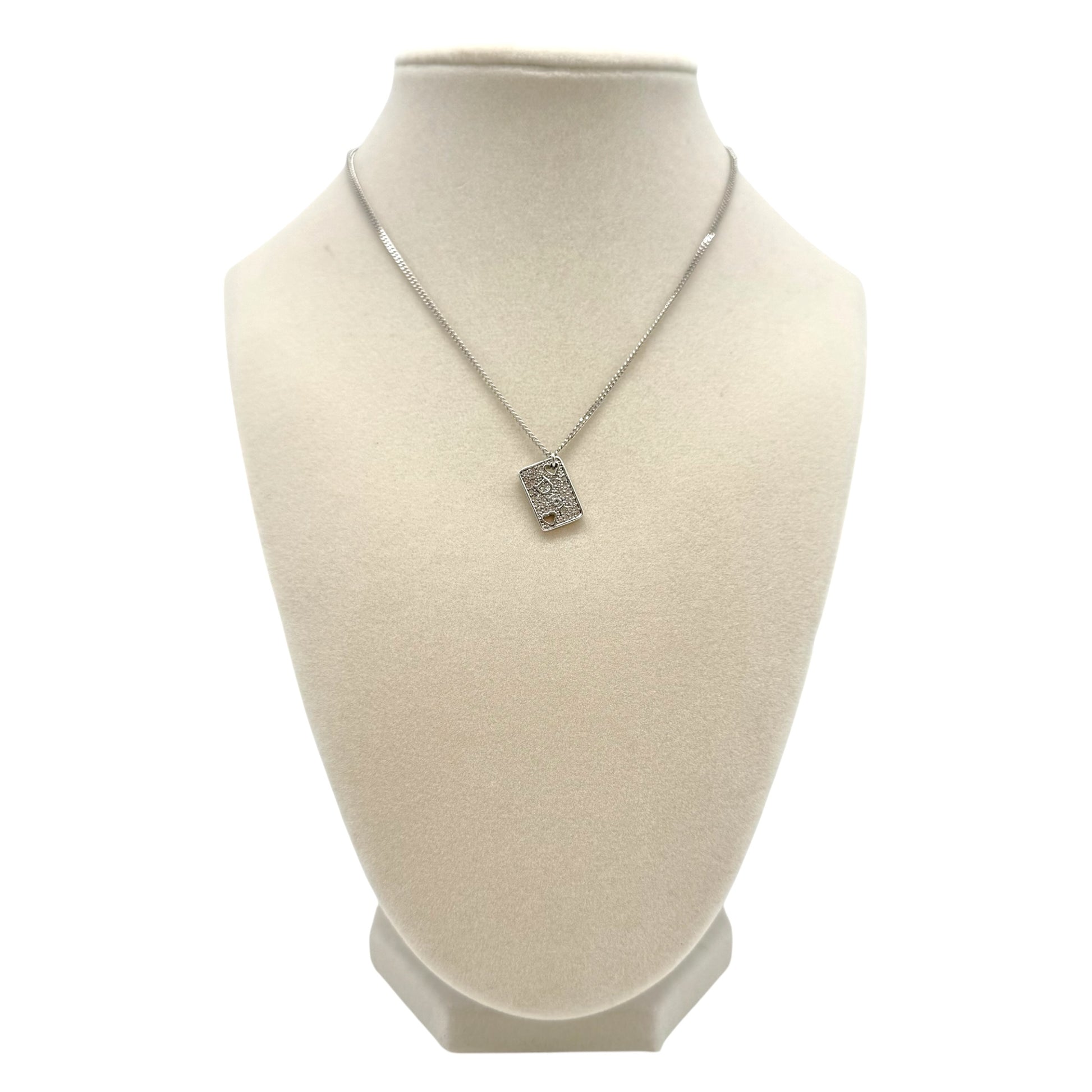 Christian Dior Crystal Playing Card Logo Necklace