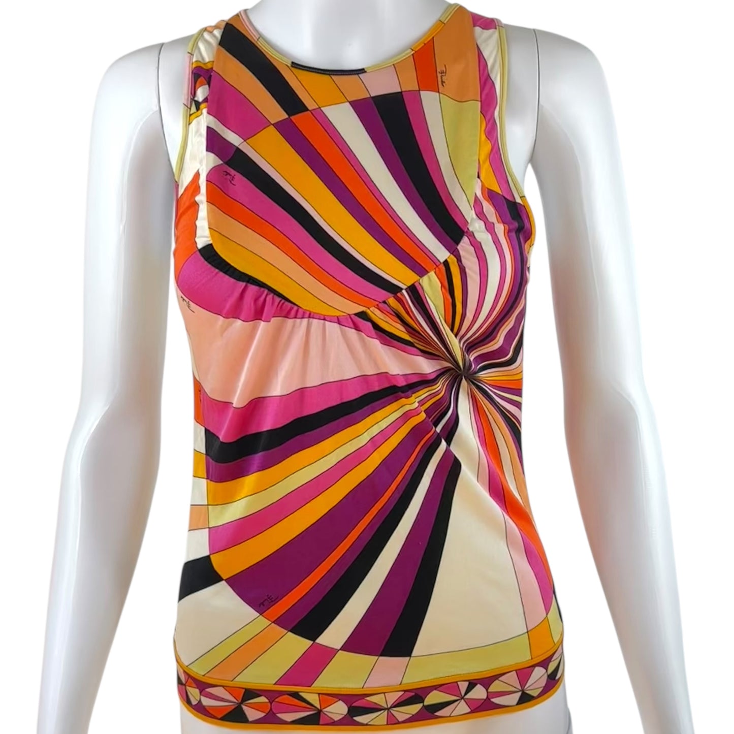 Emilio Pucci Purple & Orange Printed Silk Tank Top - Outfit Repeater