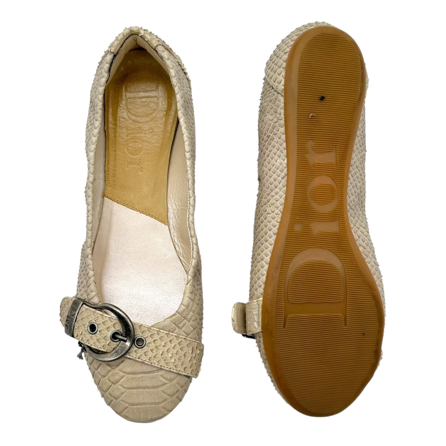 Christian Dior Ivory Python Gaucho Flats