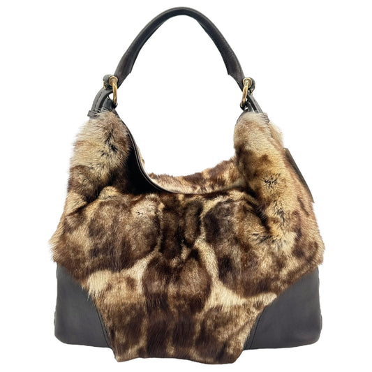 Gucci Leopard Print Fur Large Signoria Hobo Bag