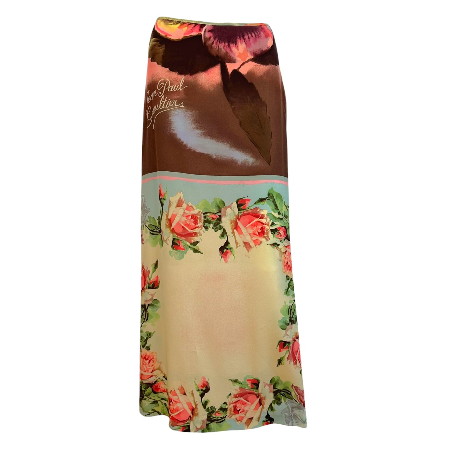 Jean Paul Gaultier S/S 2001 Multicolor Floral Silk Maxi Skirt