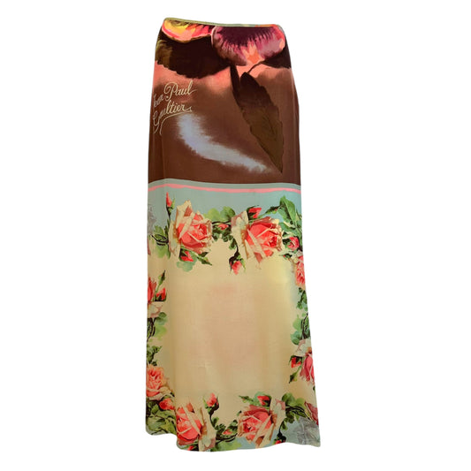 Jean Paul Gaultier S/S 2001 Multicolor Floral Silk Maxi Skirt