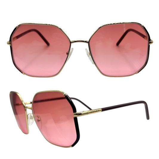 Prada 58017 Pink Oversized Retro Sunglasses w/ Case