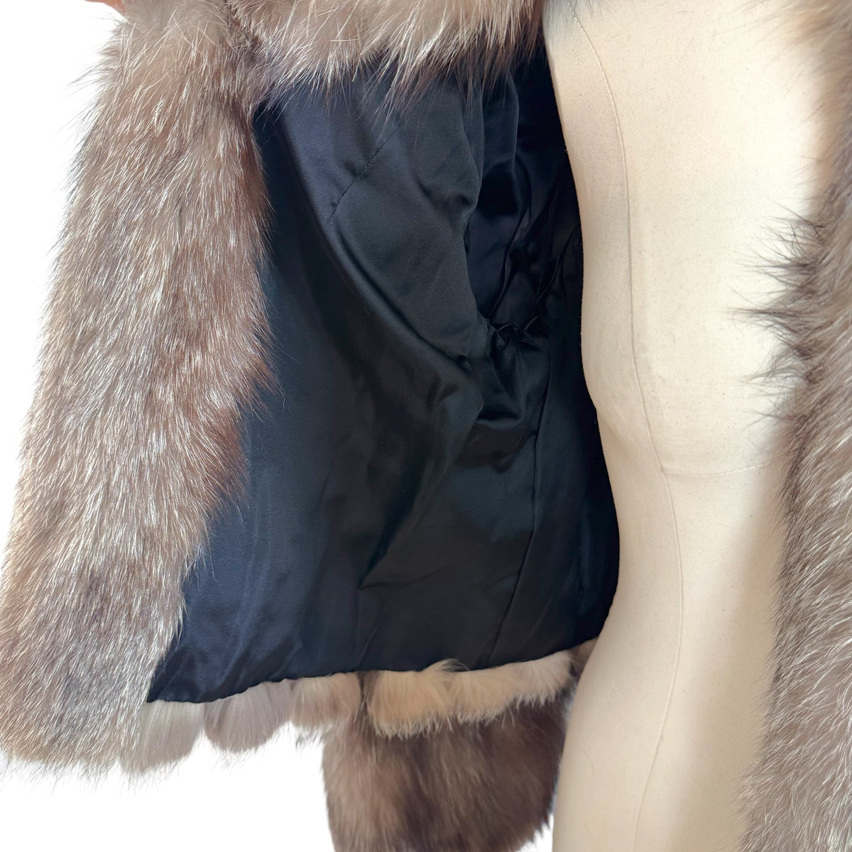 Sabel Fur Cropped Silver Fox Fur Coat