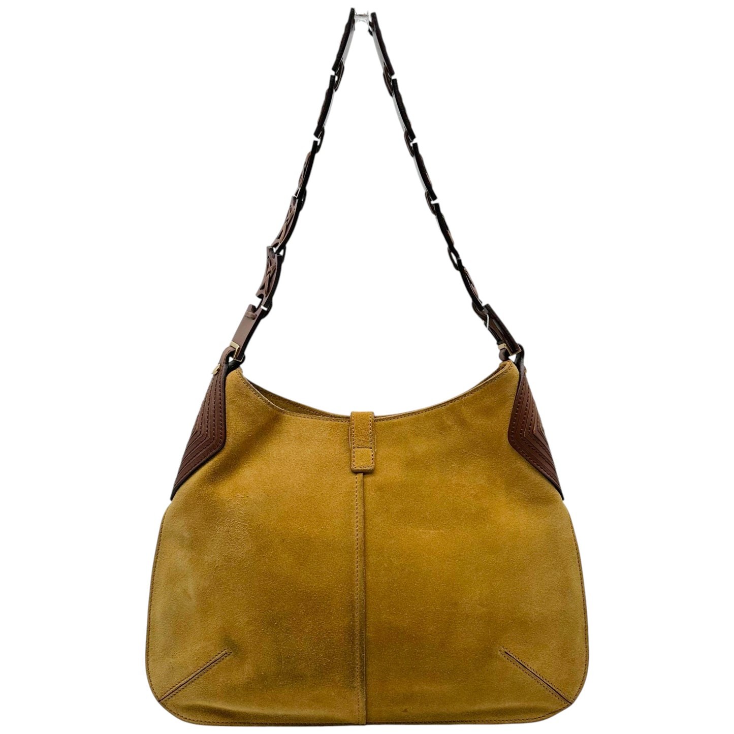 Yves Saint Laurent Brown Suede Cross-Stitch Shoulder Bag